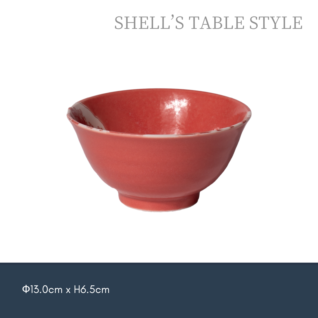 Bát đỏ  họa tiết sóng biển